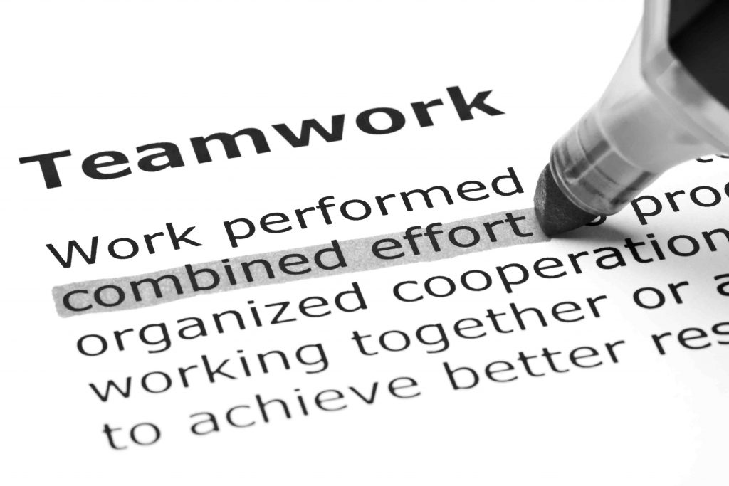 A dictionary definition of the term "teamwork" that describes the successful relationship between a client and its marketing agency