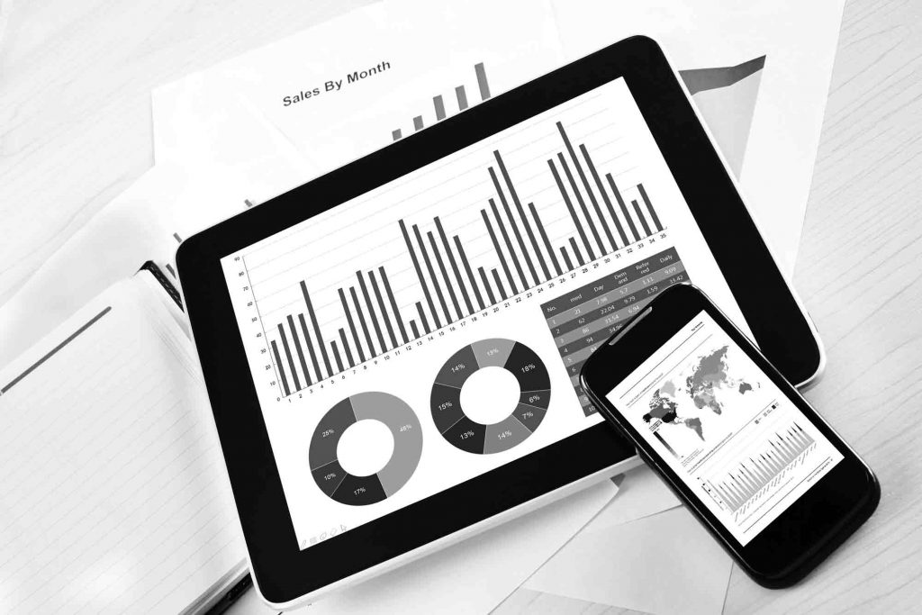 A tablet featuring website KPIs