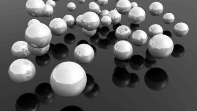 Metallic balls floating in the air, representing the proliferation of microsites in a company