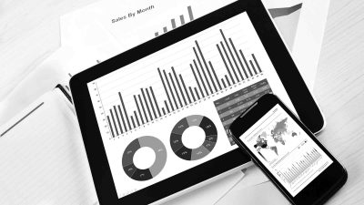 A tablet featuring website KPIs